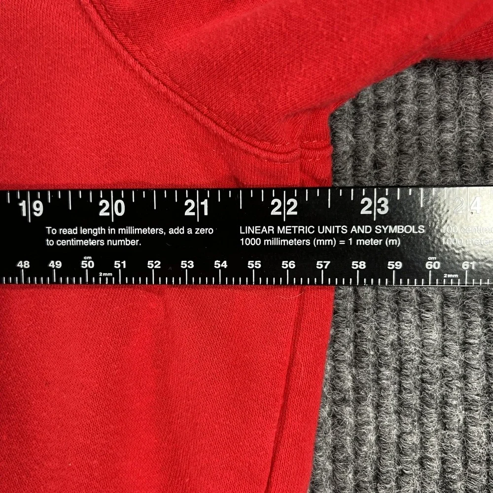 The North Face Hoodie Mens Medium Red‎ Logo Pullover Fleece Sweatshirt Kangaroo